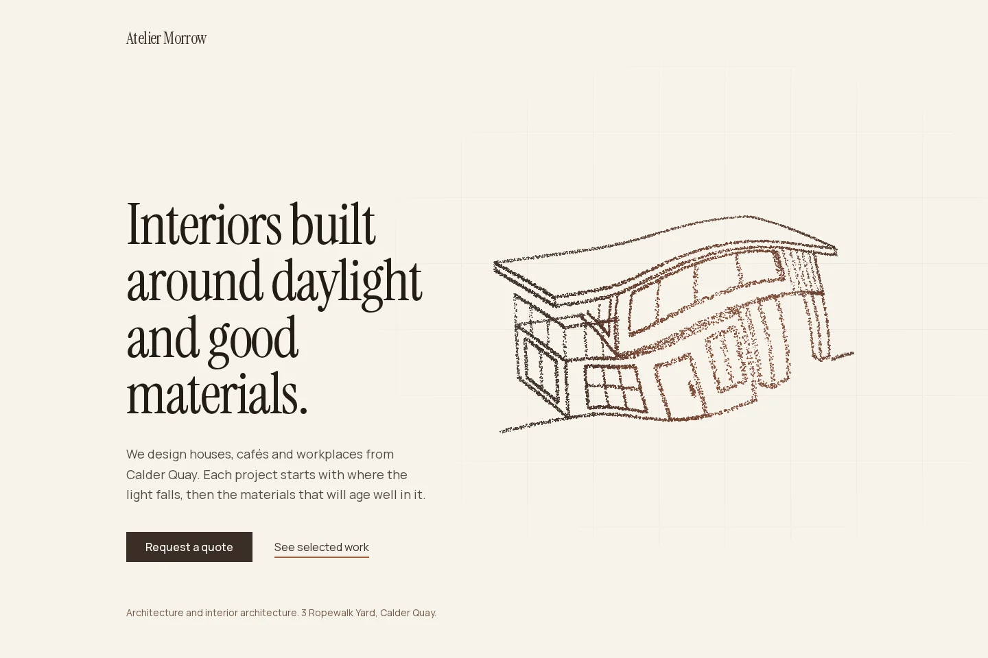 Homepage screenshot of the Atelier Morrow architecture concept demo