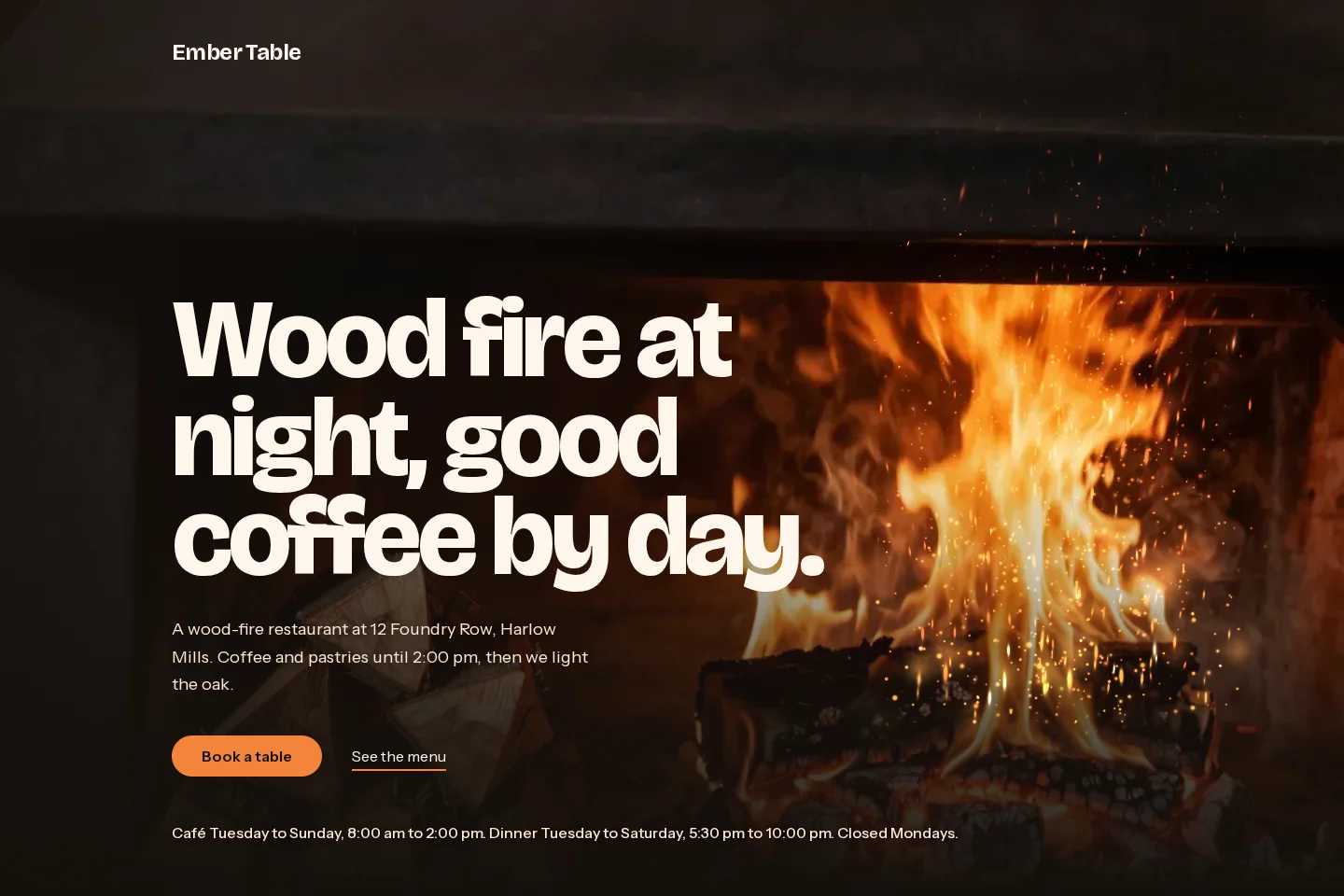 Homepage screenshot of the Ember Table concept demo